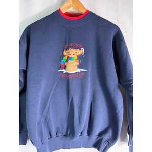 Vintage Let It Snow Moose Sweatshirt‎ Crewneck Pullover Red Blue Medium